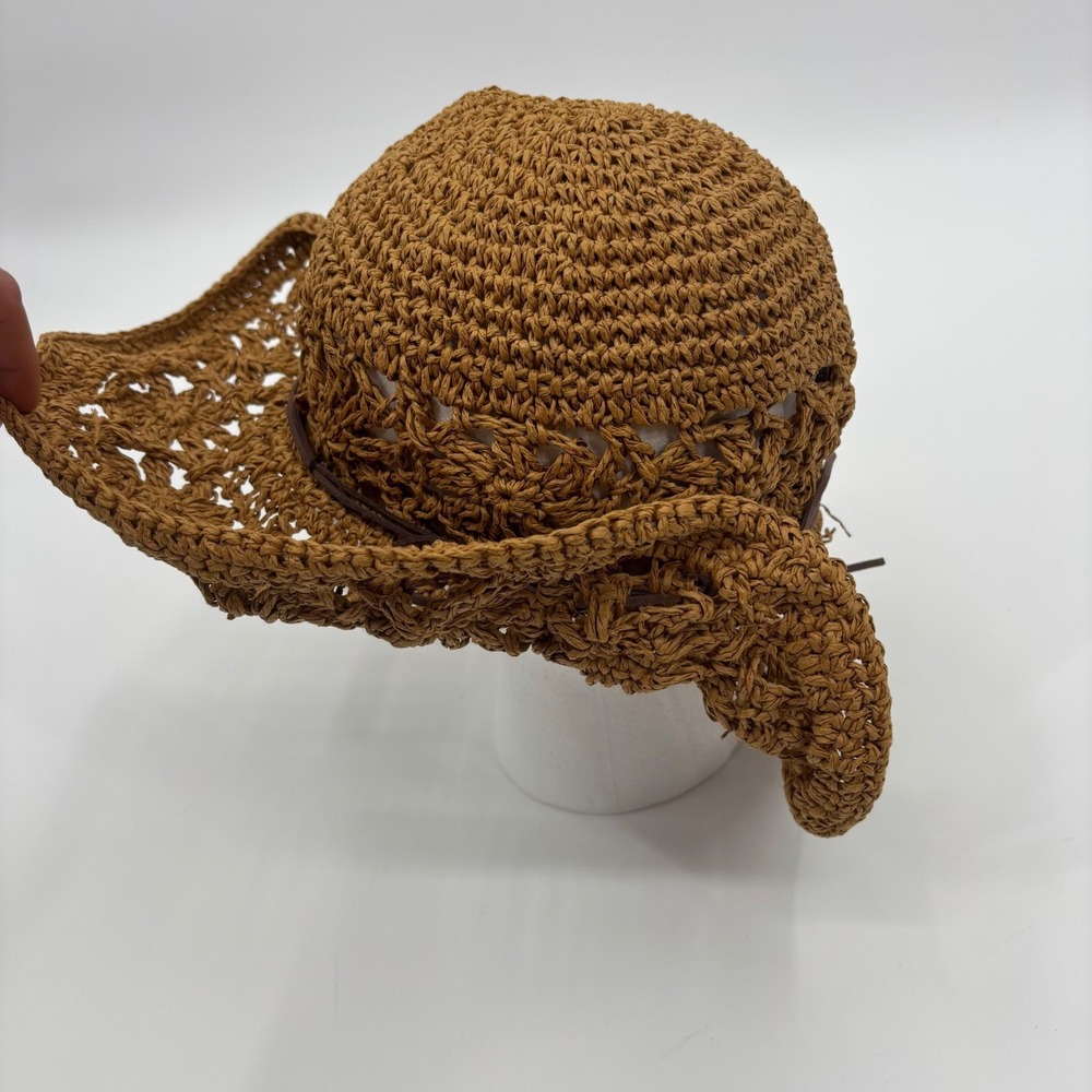 O'Neill Sunrise Cowboy Hat Womens OS Brown Crochet Straw Boho Western Sun Hat